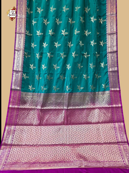 Teal Banarasi Silk Saree