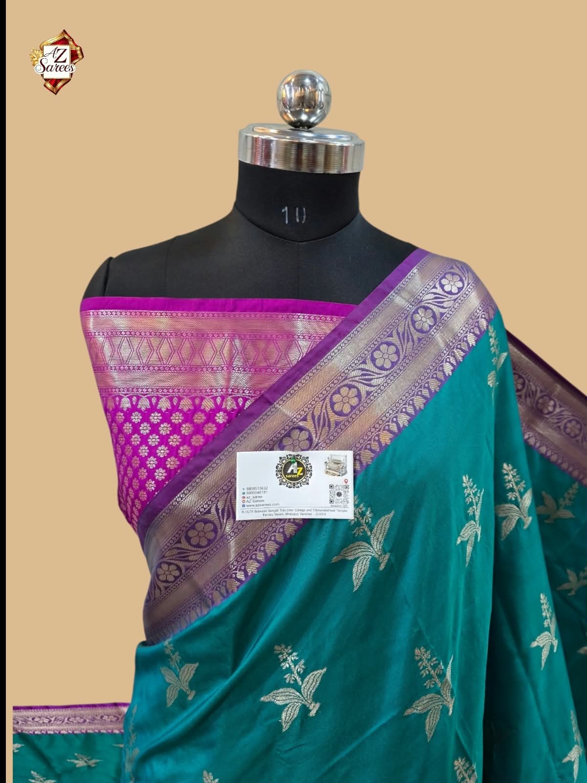 Teal Banarasi Silk Saree