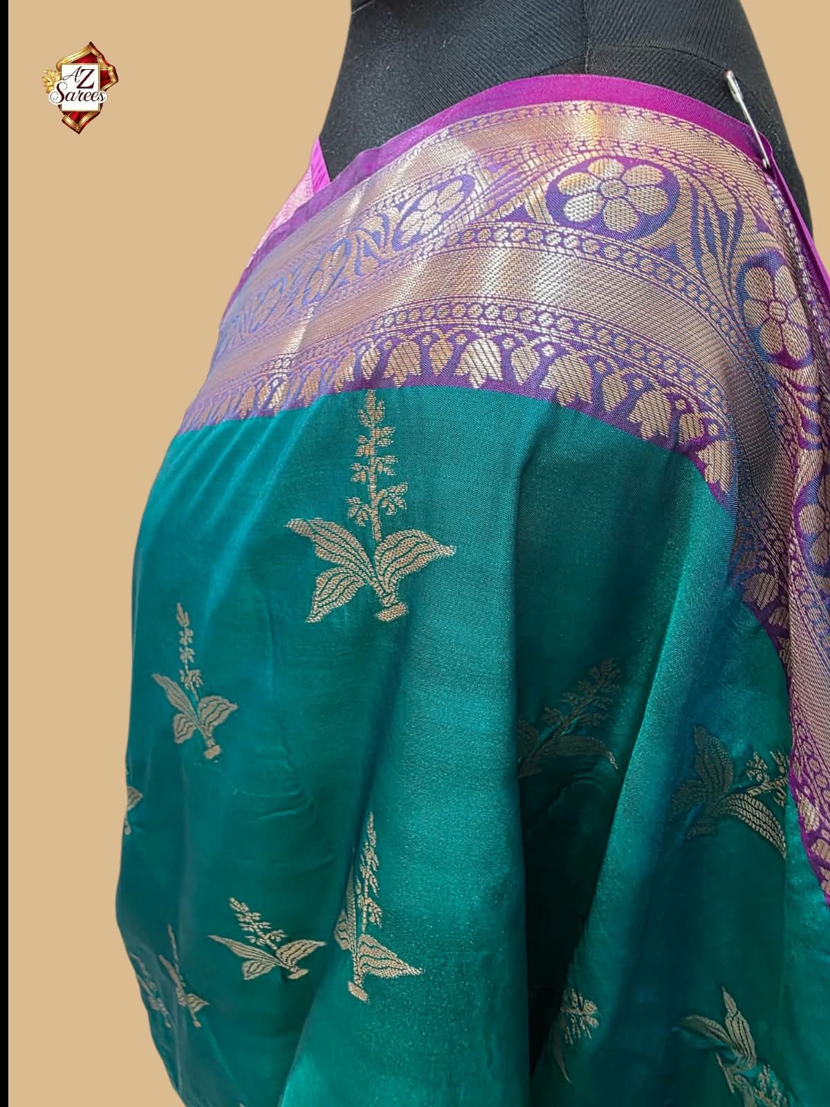 Teal Banarasi Silk Saree