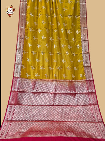 Yellow Banarasi Silk Saree