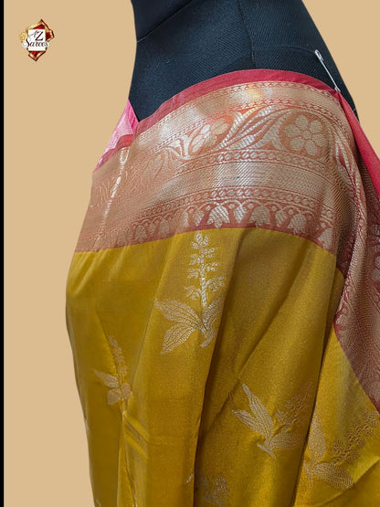 Yellow Banarasi Silk Saree