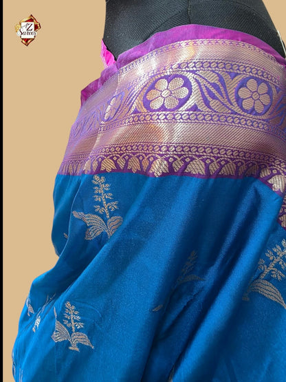 Blue Banarasi Silk Saree