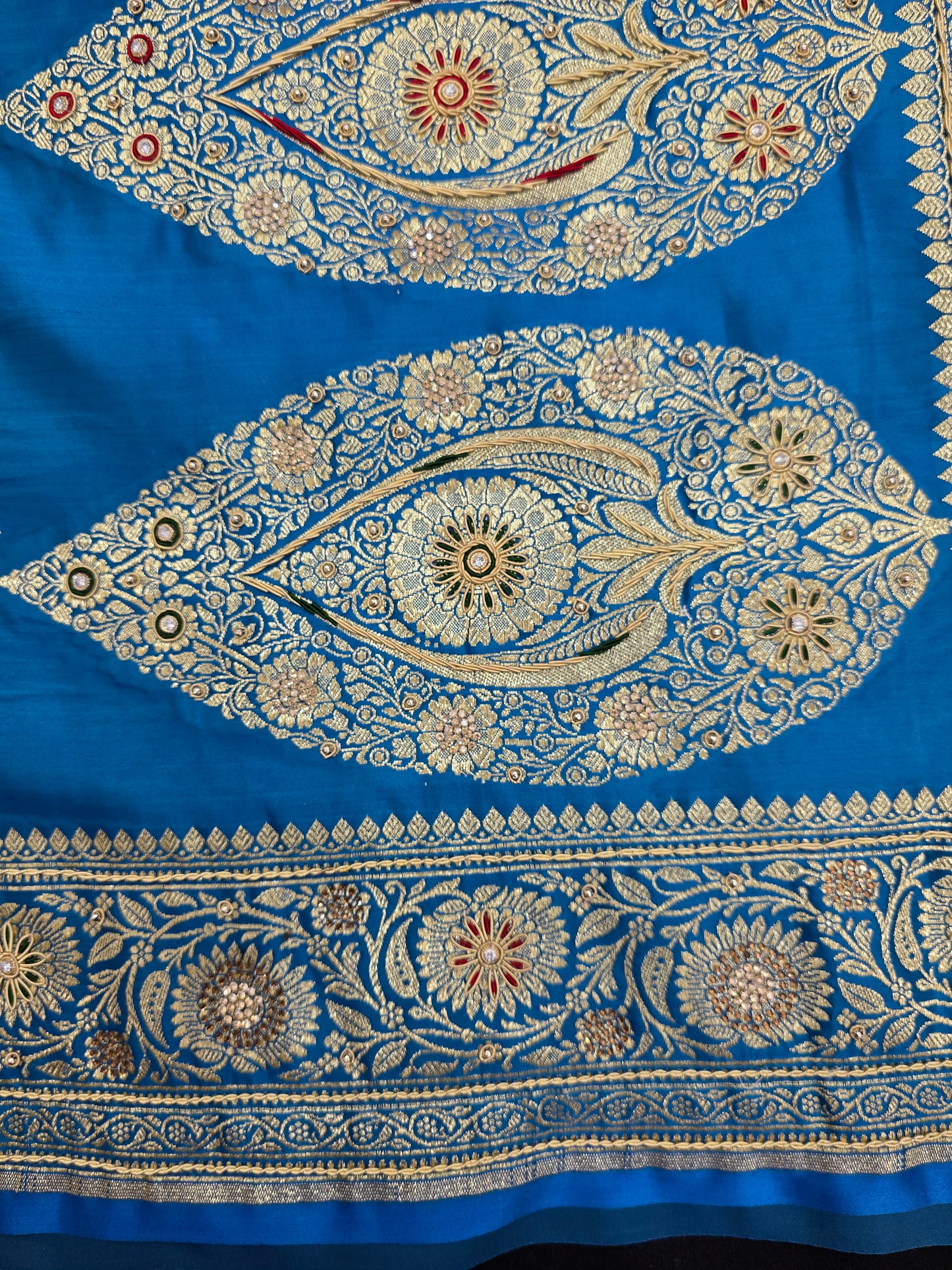 Blue Zardozi Zarkan Banarasi Katan Saree