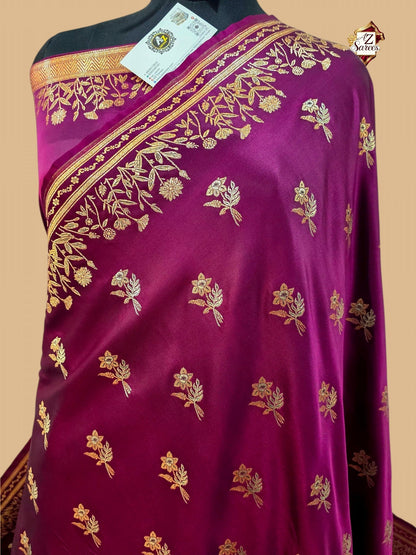 Purple Banarasi mashru silk