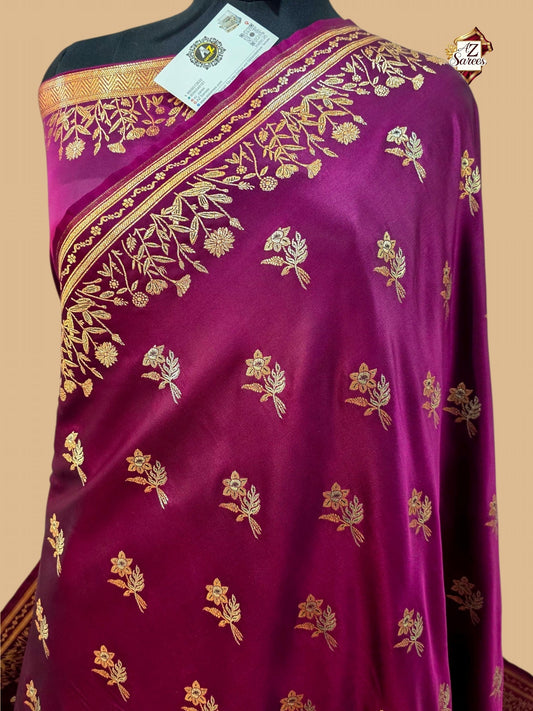Purple Banarasi mashru silk