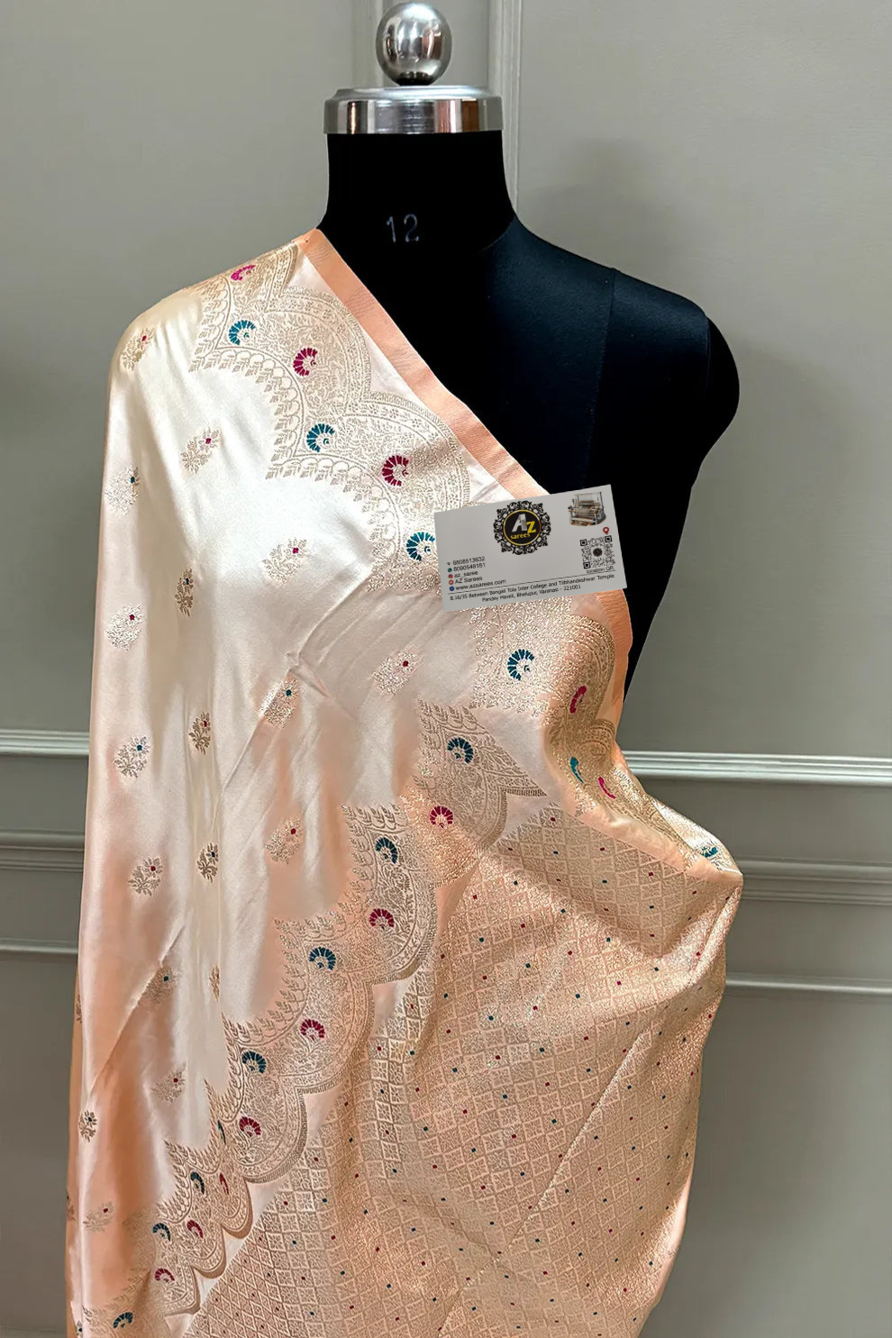 Peach Meenakari Banarasi Katan Saree