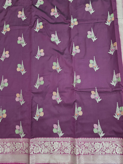 Maroon Banarasi Katan Saree