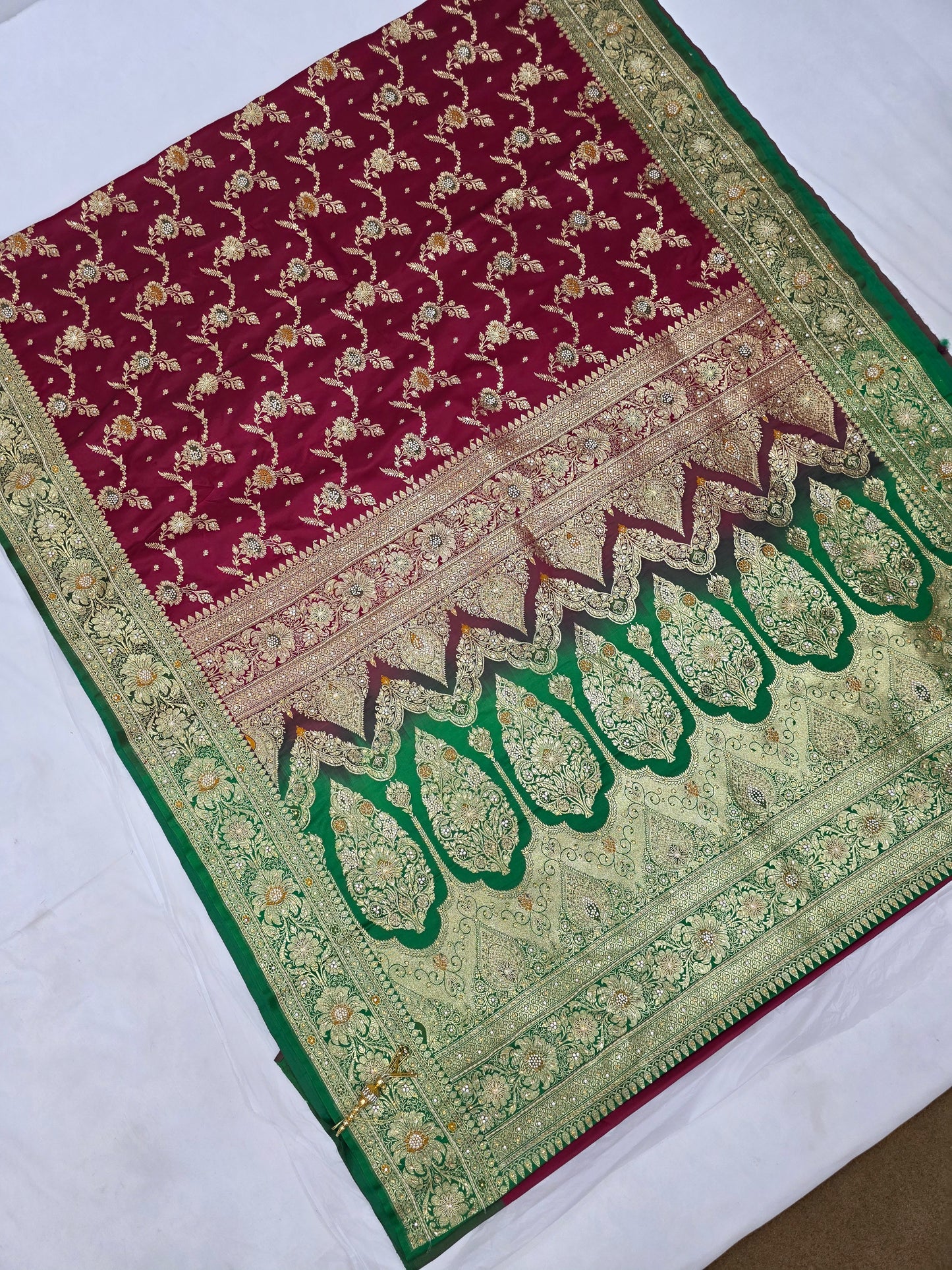 Maroon Zardozi Zarkan Banarasi Saree