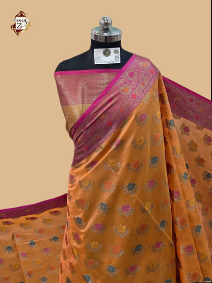 Orange Banarasi Silk Saree