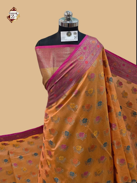 Orange Banarasi Silk Saree