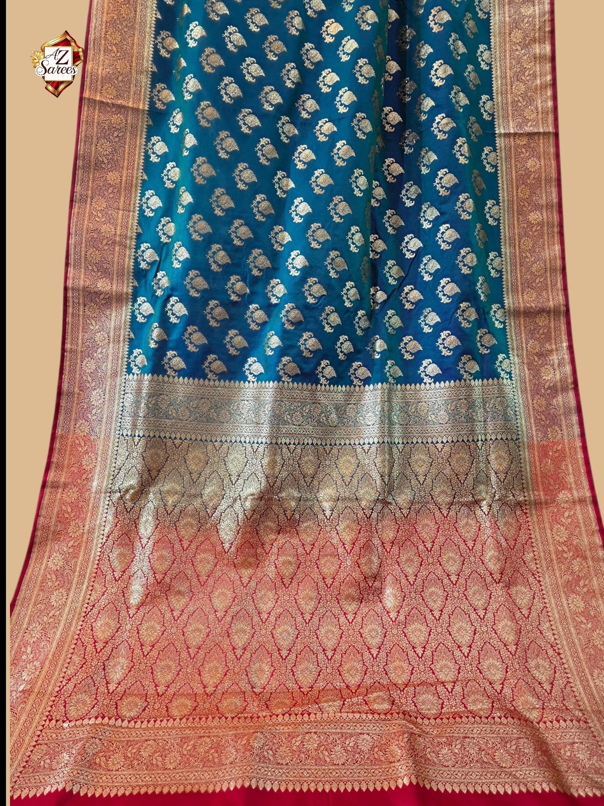 Teal Banarasi Satan Silk