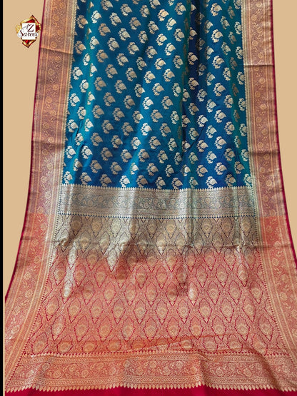 Teal Banarasi Satan Silk