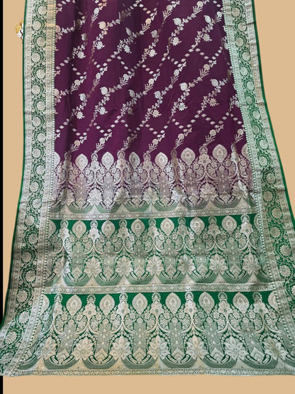 Wine Banarasi Katan Silk