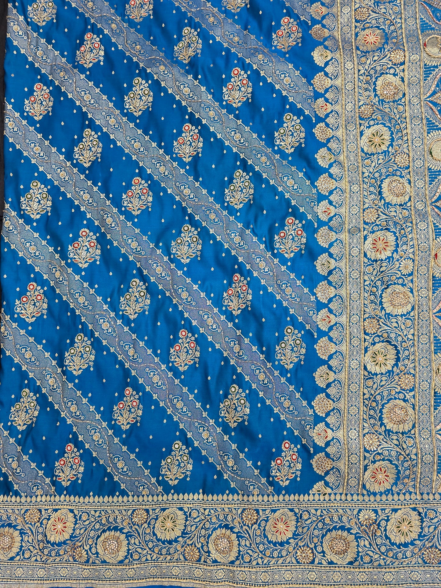 Blue Zardozi Zarkan Banarasi Katan Saree