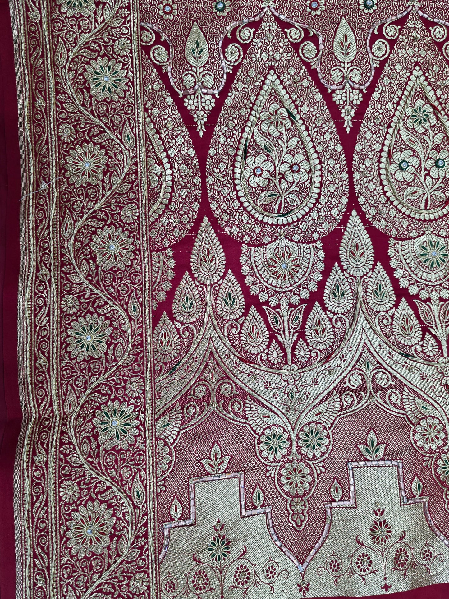 Maroon Zardozi Zarkan Banarasi Saree