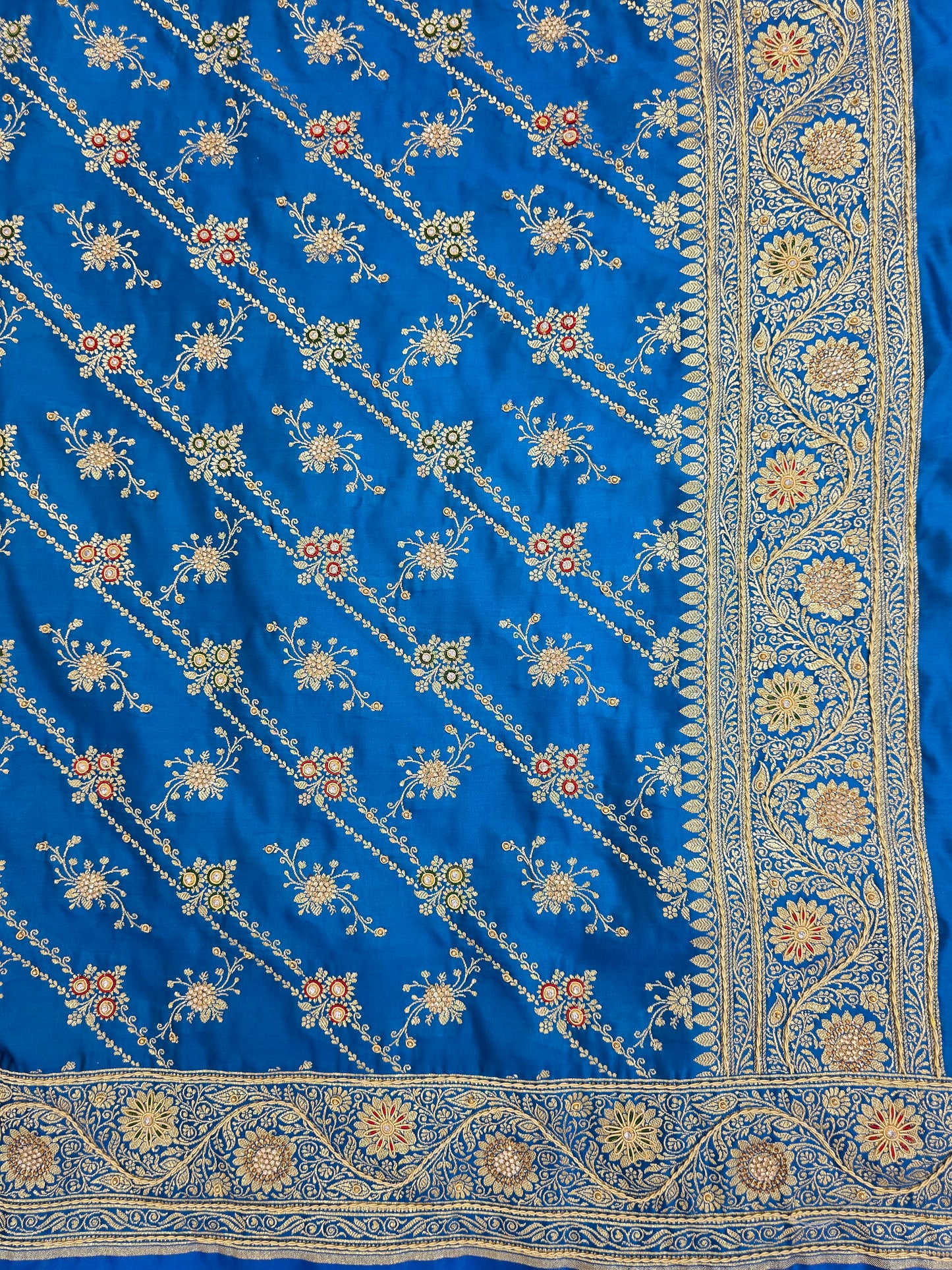 Blue Zardozi Zarkan Banarasi Katan Saree
