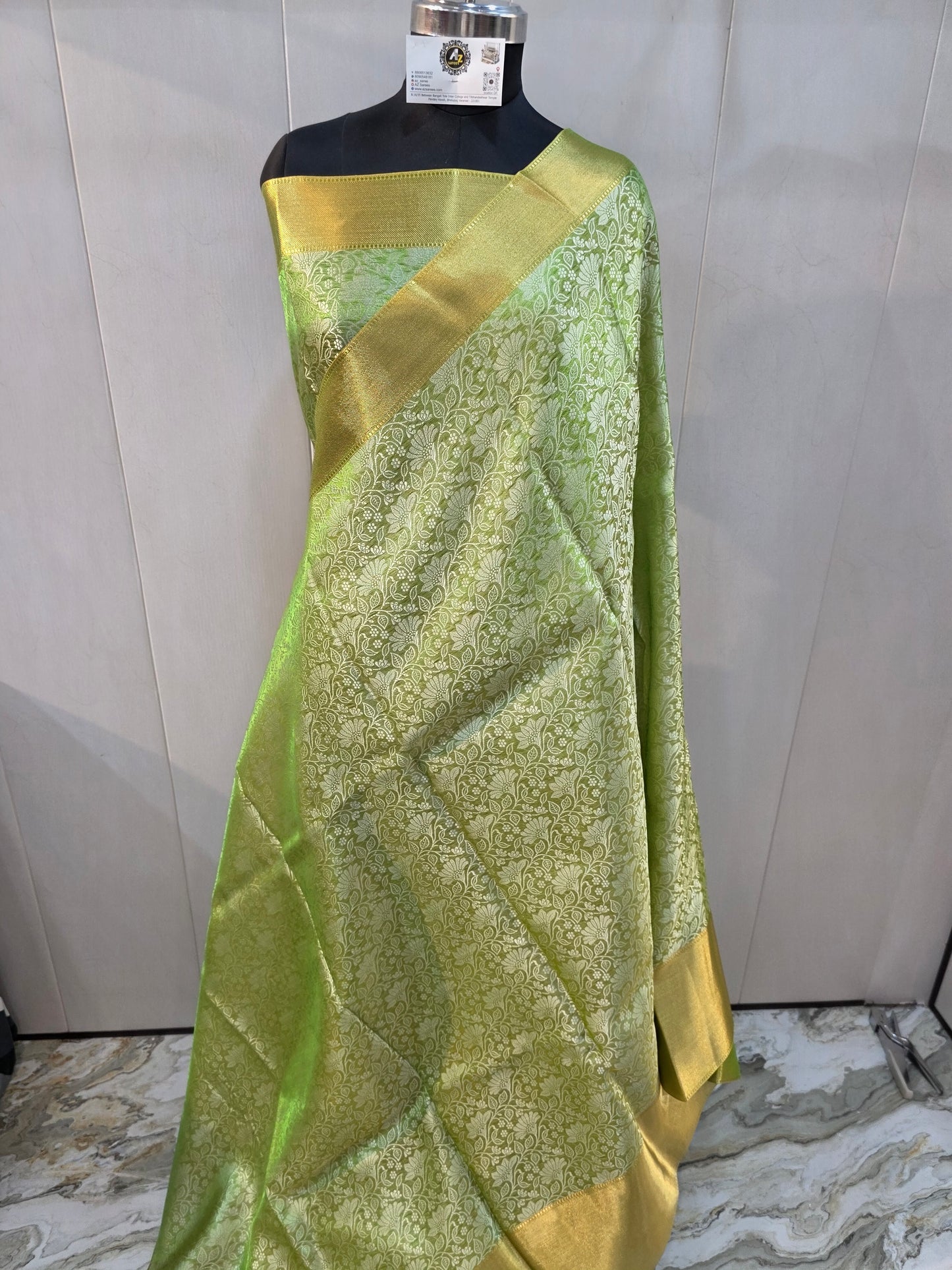 Sea green tanchoi saree