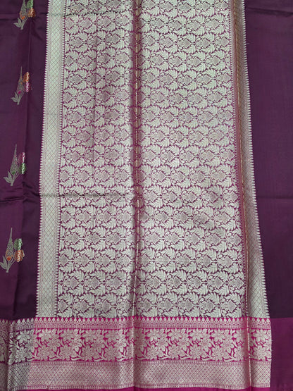 Maroon Banarasi Katan Saree
