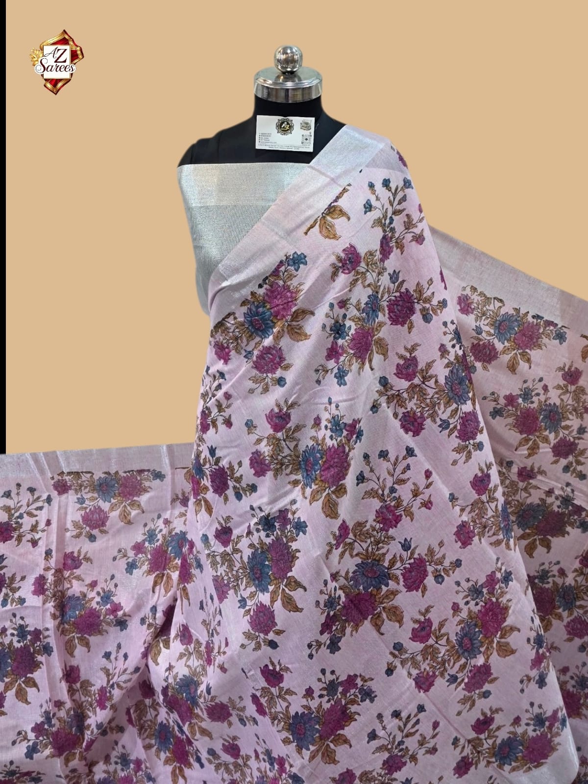 Pink Banarasi Printed Saree