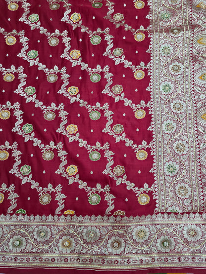 Maroon Zardozi Zarkan Banarasi Saree