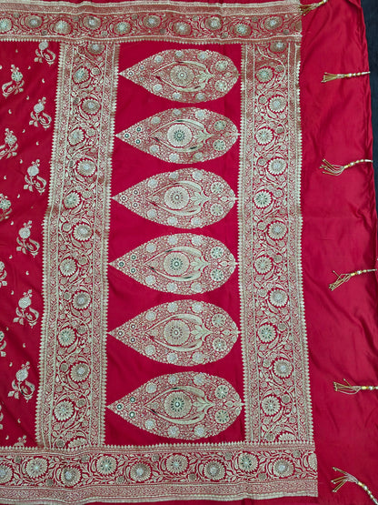Red Zardozi Zarkan Banarasi Saree