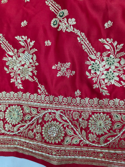 Red Zardozi Zarkan Banarasi Saree