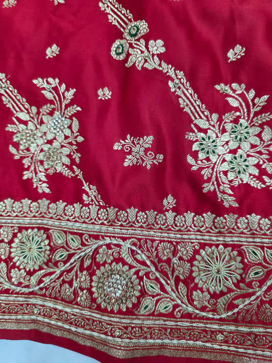 Red Zardozi Zarkan Banarasi Saree