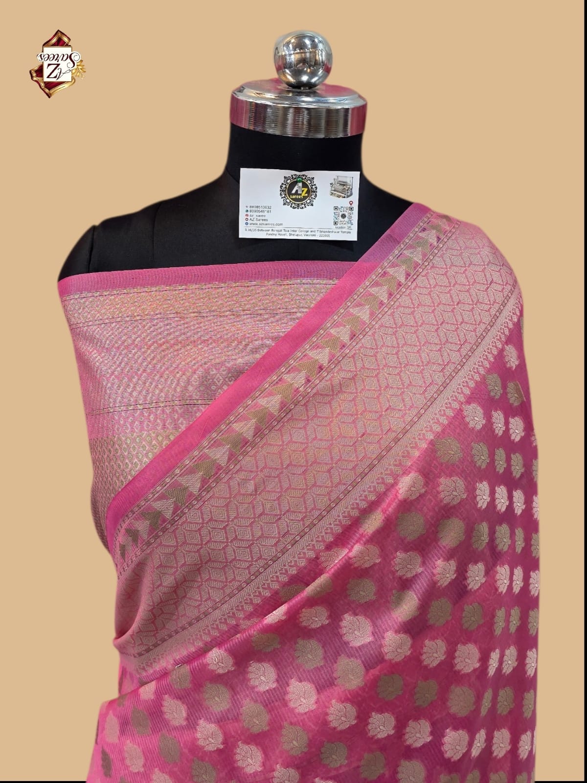 Pink Banarasi silk saree