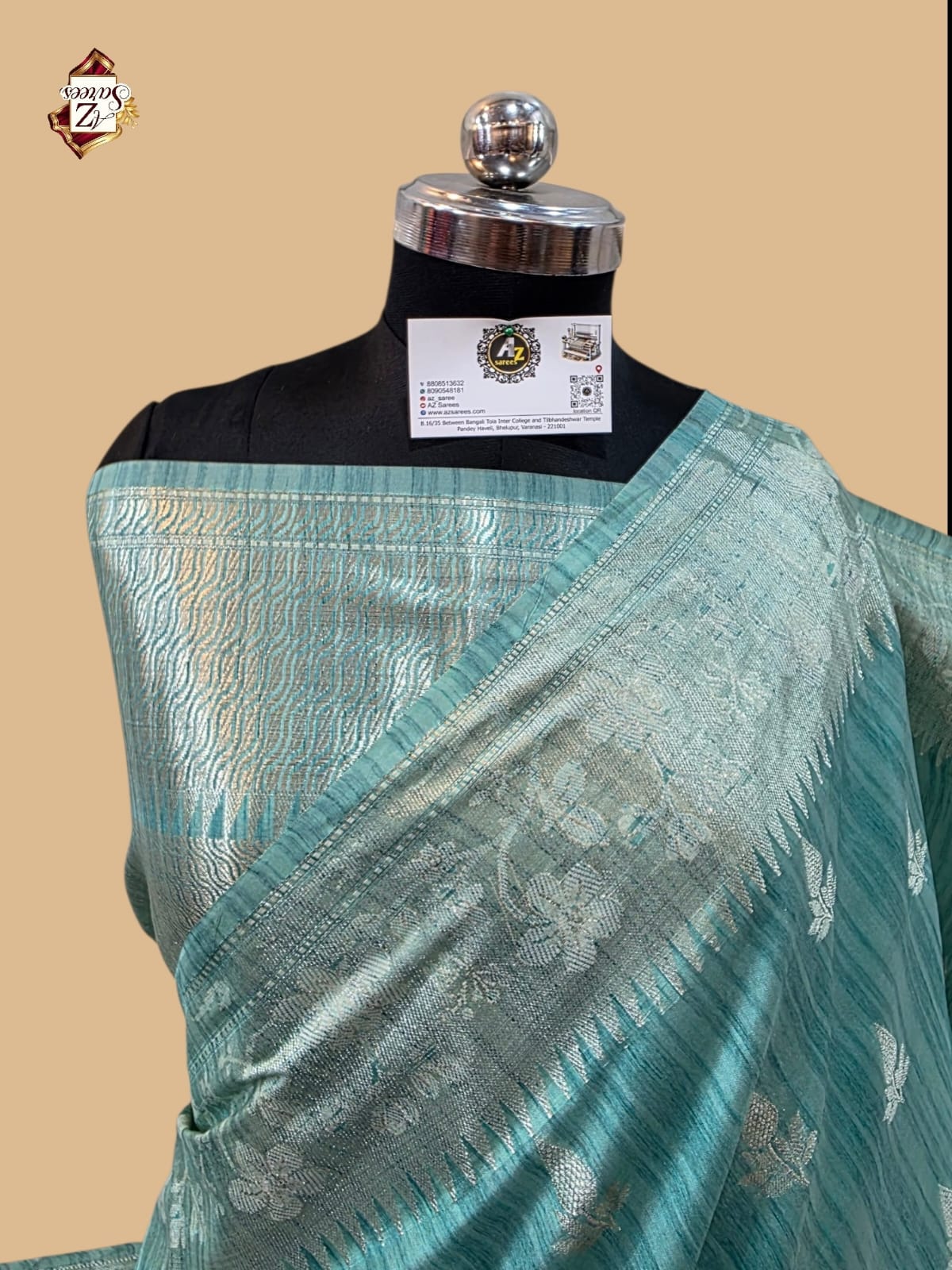 Firozi Banarasi Ghicha Saree