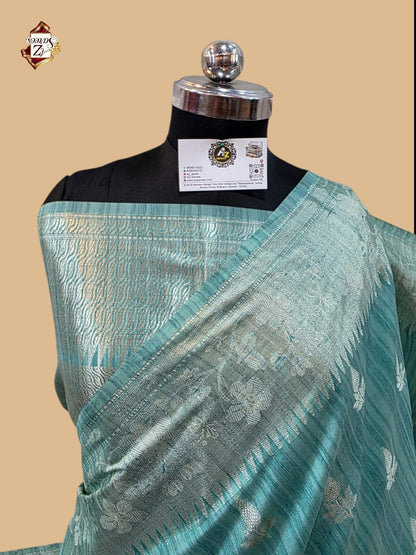Firozi Banarasi Ghicha Saree