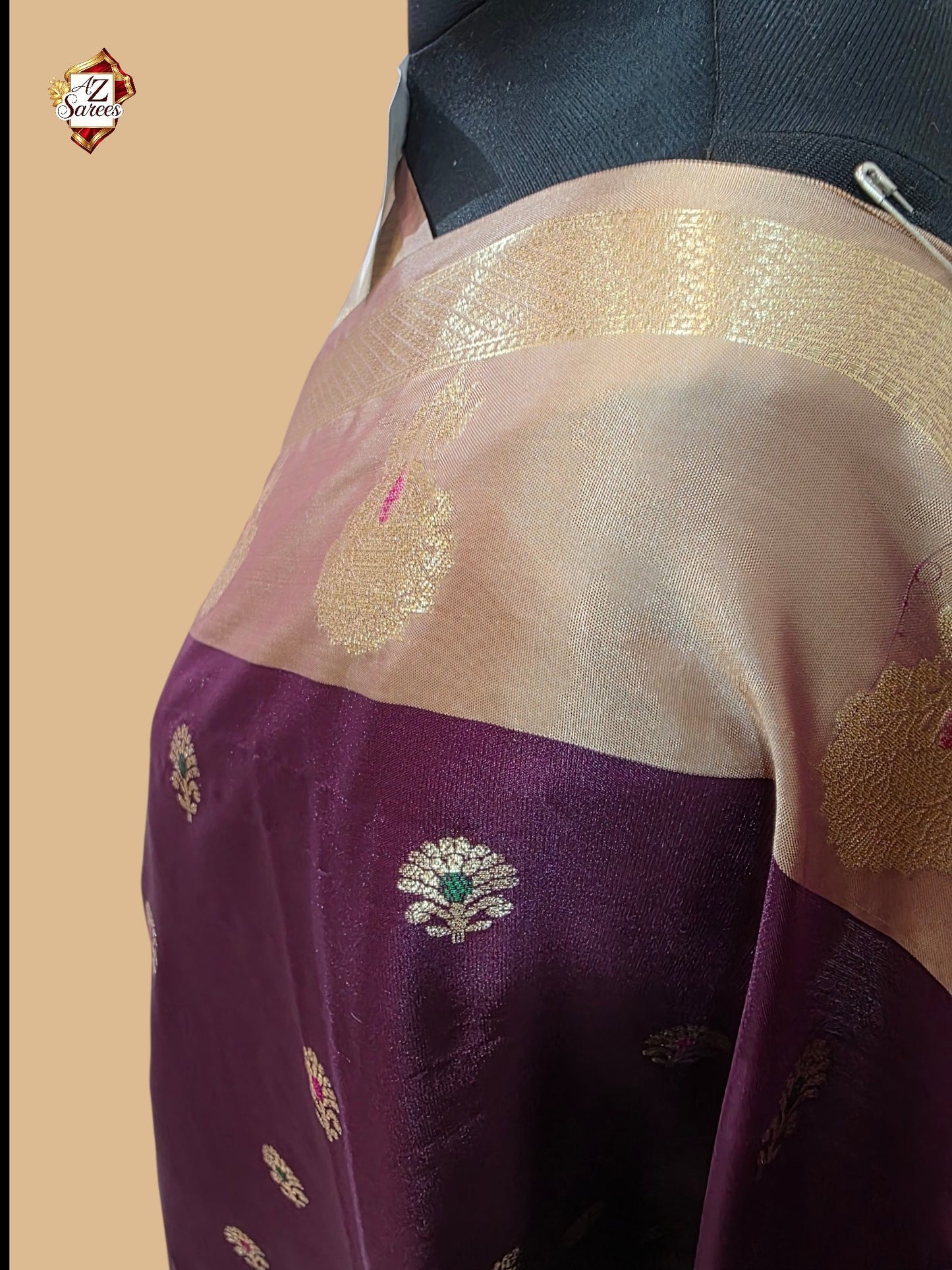 Wine Banarasi Silk saree
