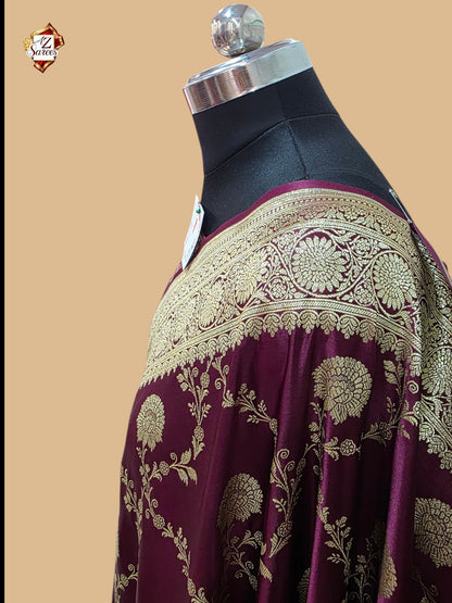 Wine Banarasi Katan Saree