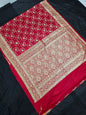 Red Zarkan Swarovski Banarasi Katan Saree