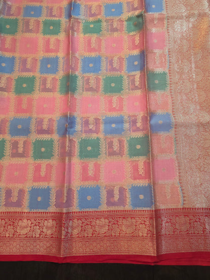 Multicoloured Tissue Banarasi saree