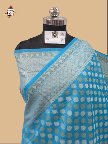 Blue Banarasi silk saree