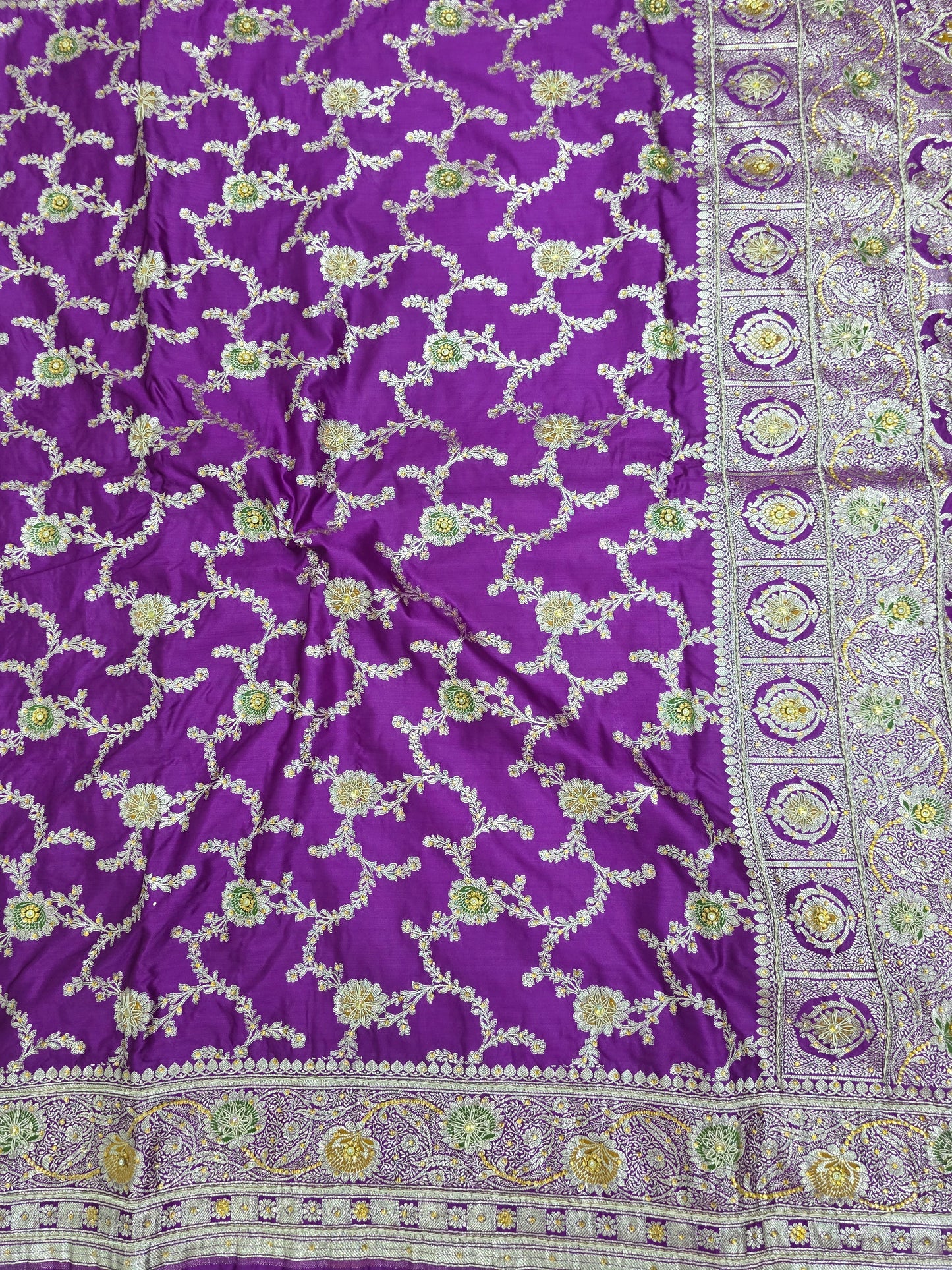 Purple Zardozi Zarkan Banarasi Katan Saree