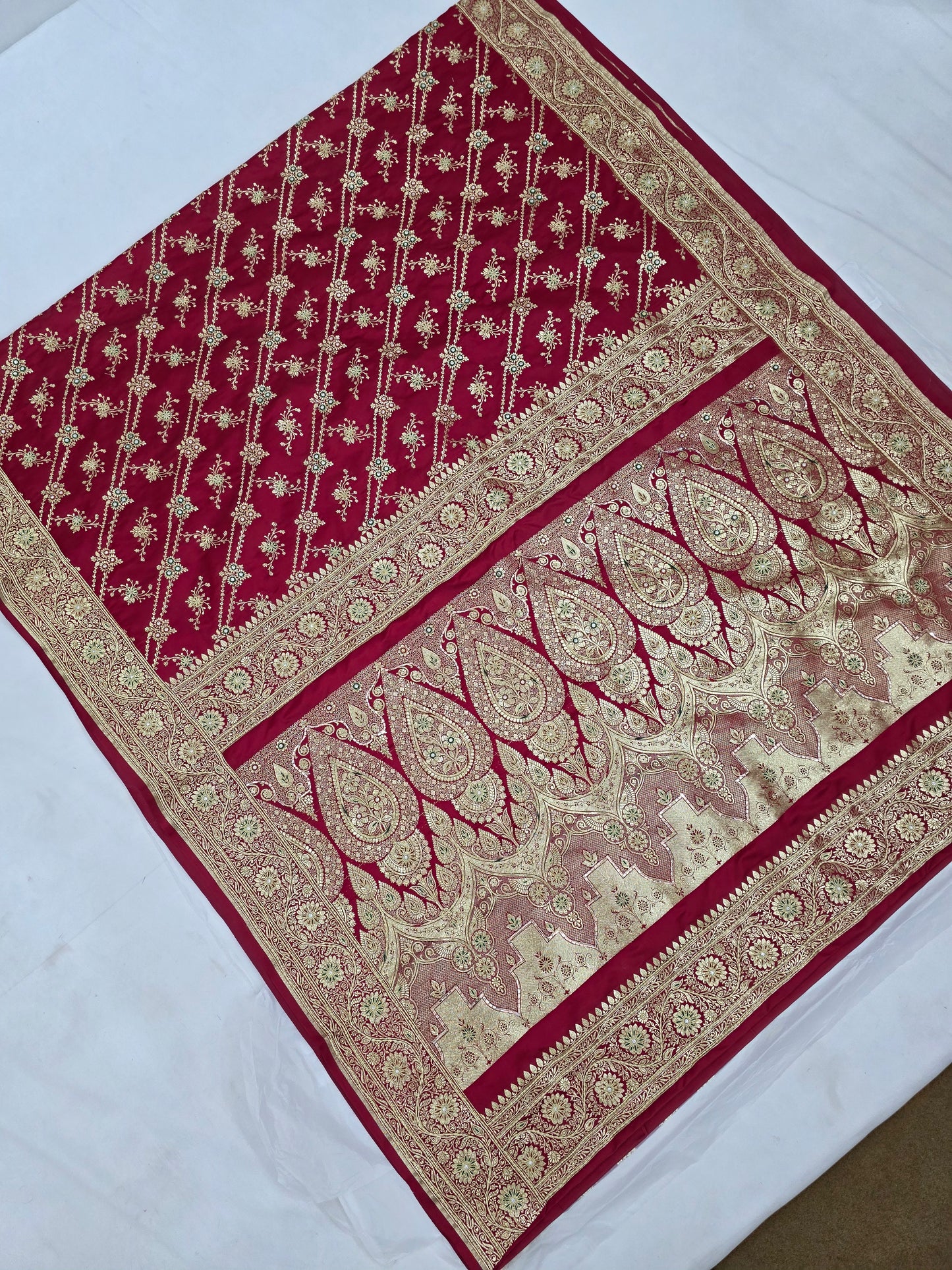 Maroon Zardozi Zarkan Banarasi Saree