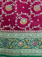 Maroon Zarkan Swarovski Banarsi Katan Saree
