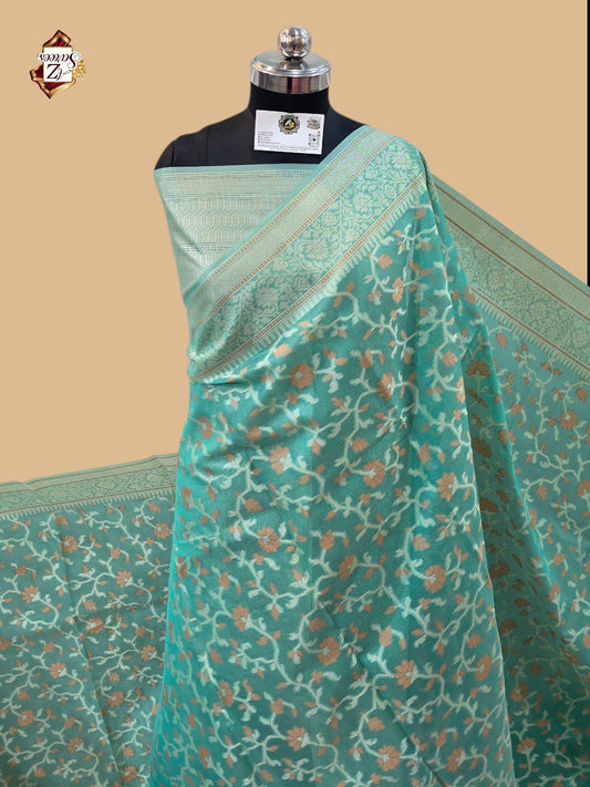 Sea Green Banarasi Silk Saree
