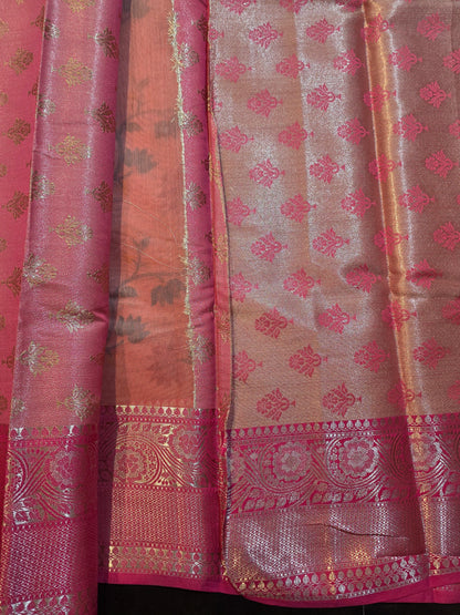 Peach Malti Printed Banarasi Silk saree