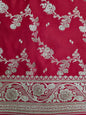 Red Swarovski Banarasi katan silk Saree