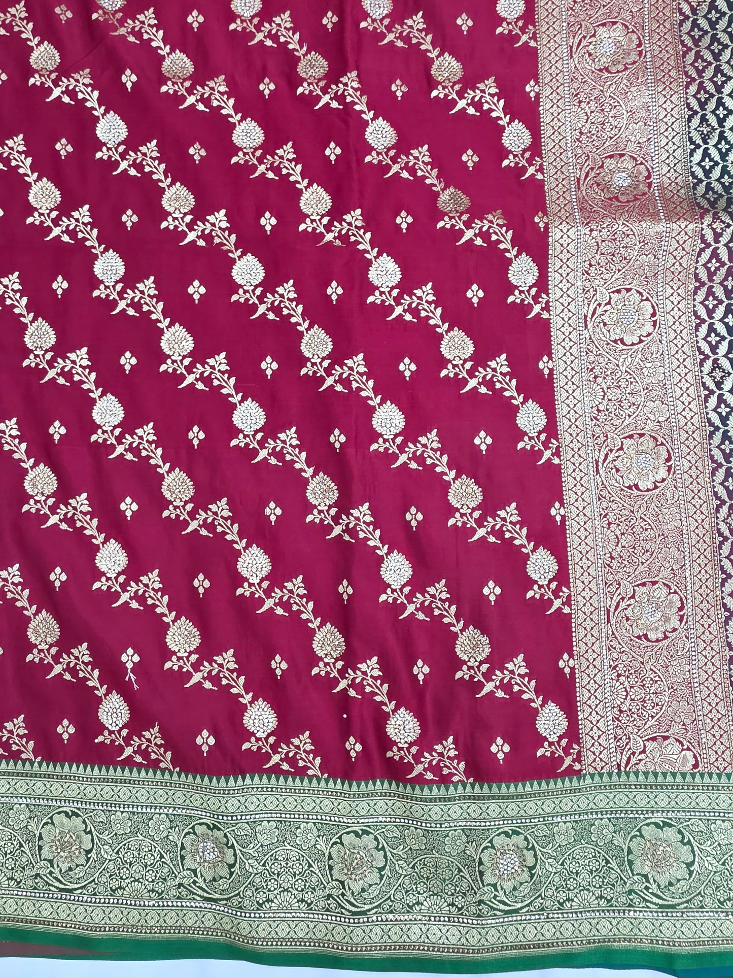 Maroon Zarkan Swarovski Banarasi Saree