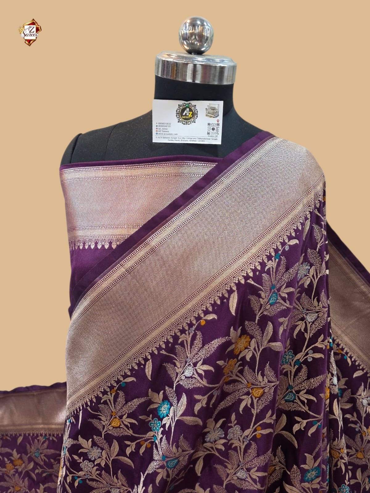 Purple Banarasi Mashru Saree