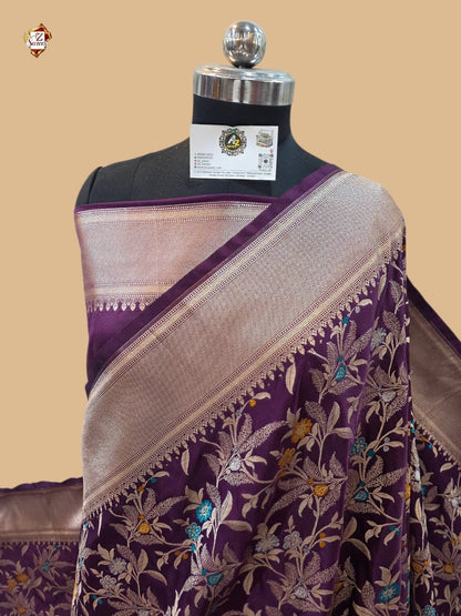 Purple Banarasi Mashru Saree