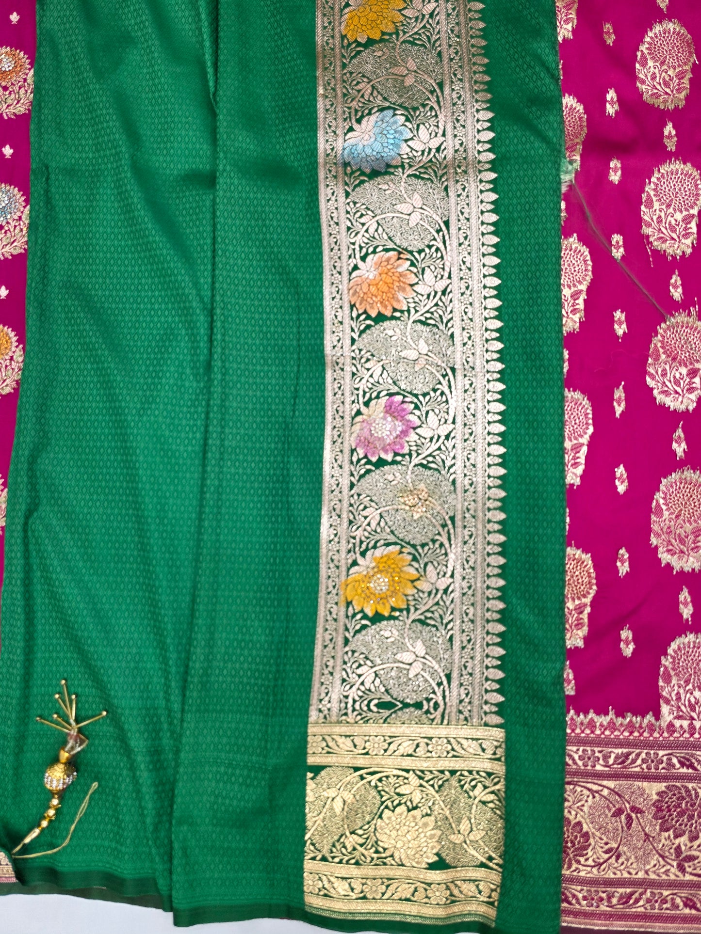 Rani Zarkan Swarovski Banarasi Katan Saree