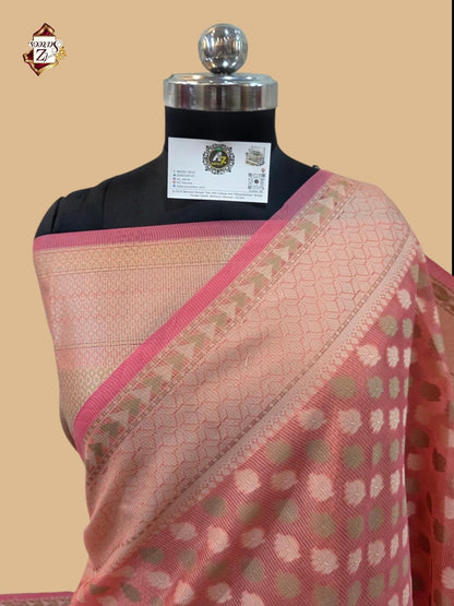 Peach Banarasi Silk Saree