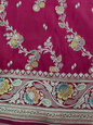 Maroon Zarkan Swarovski Banarsi Katan Saree