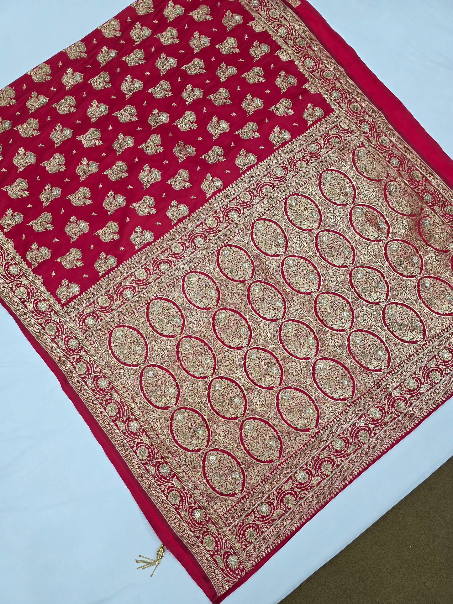 Red Zarkan Swarovski Banarasi Saree