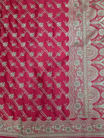 Pink Zarkan Swarovski Banarasi silk Saree