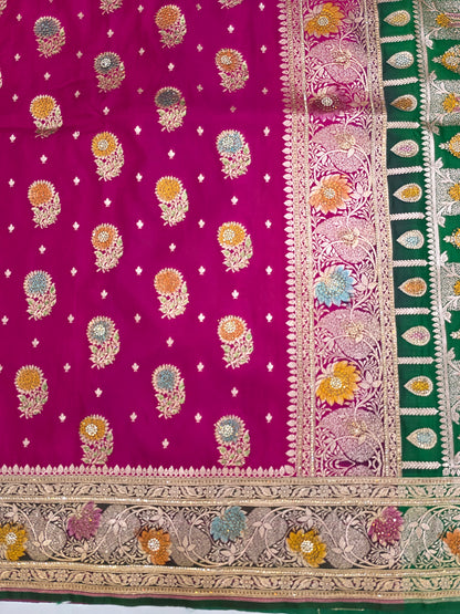 Rani Zarkan Swarovski Banarasi Katan Saree
